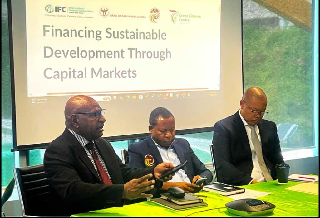 The Bank of PNG Assistant Governor Mr. George Awap speaking during the workshop in Port Moresby, PNG